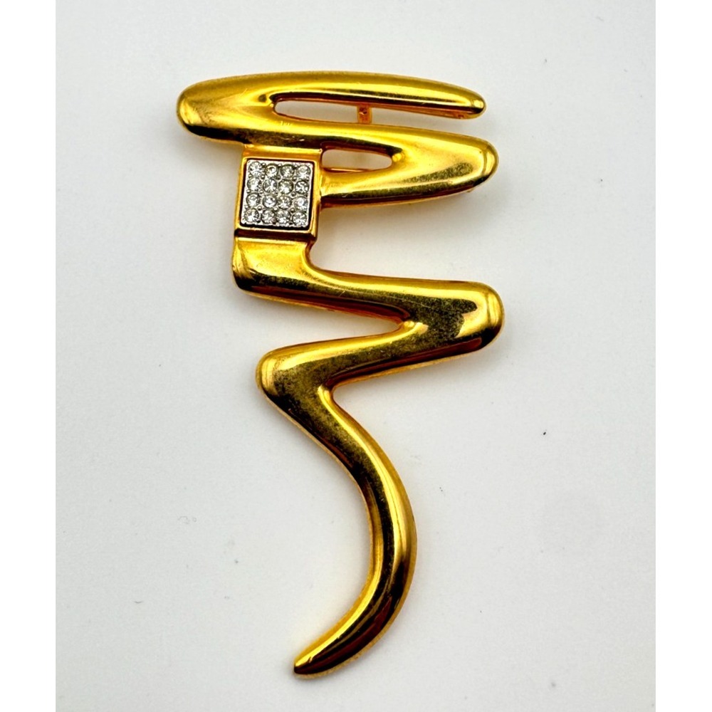 Vintage Park Lane Brooch Gold Tone Abstract Modernist Zig Zag Sculptural